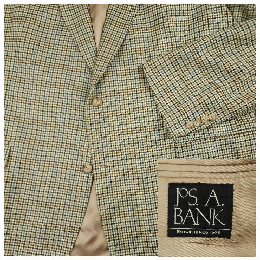 Jos A Bank Sport Coat Men 48L Gun Club Check Ivy Style Silk Wool Classic Fit